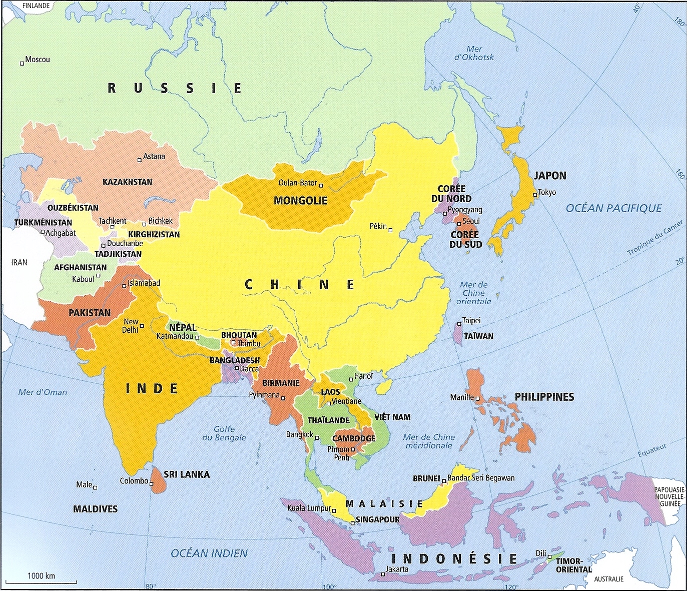 Carte Asie Capitales | onlinebieb