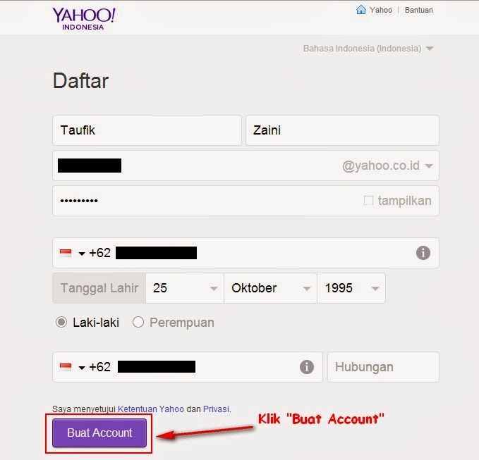 Yahoo! Mail Formulir Pendaftaran