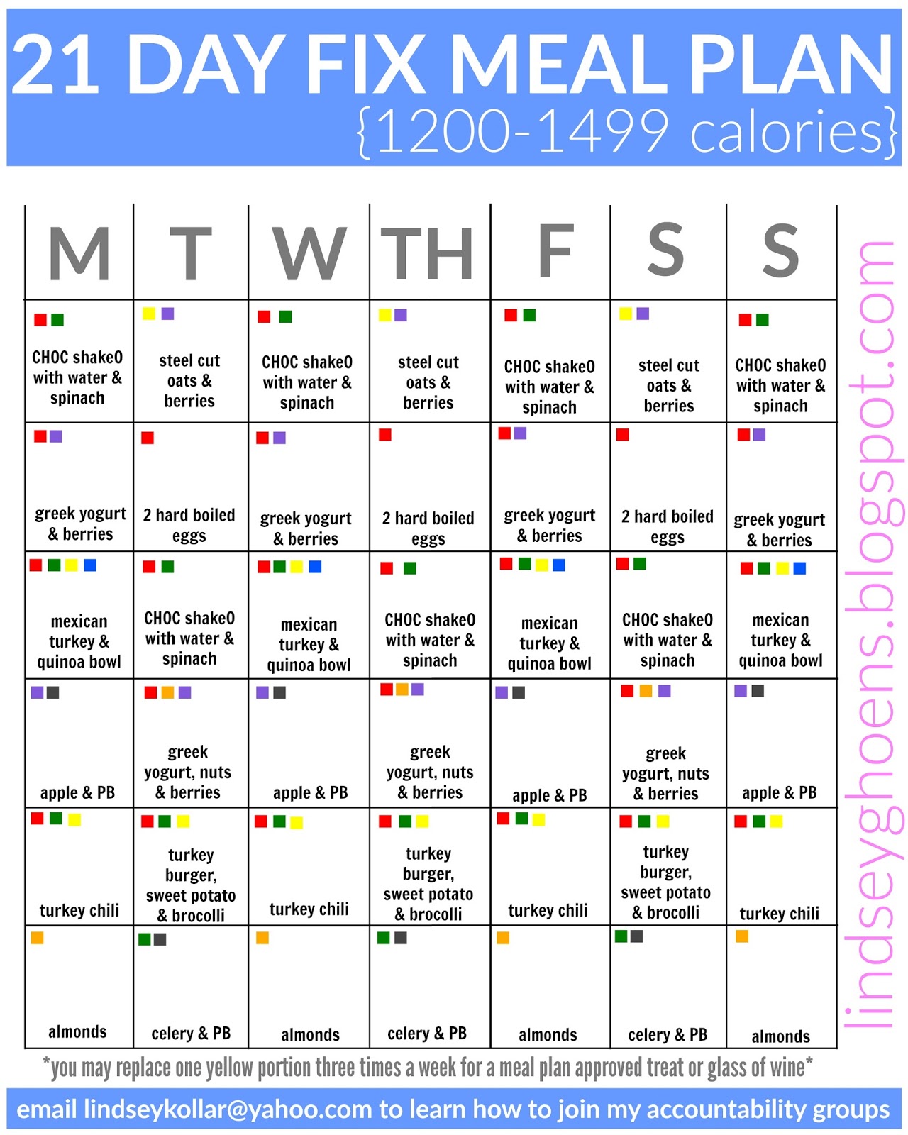 meal plan for 21 day fix 1200 calorie
