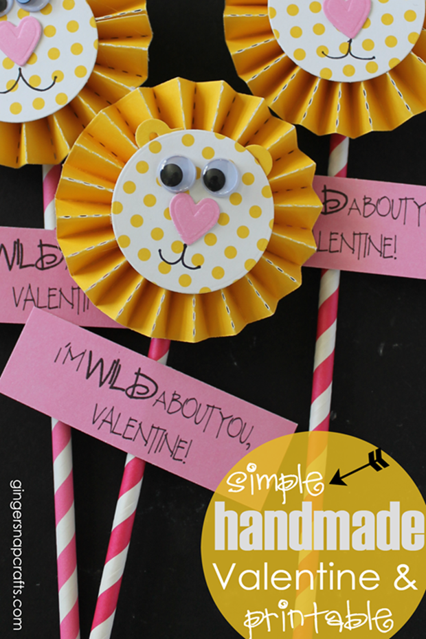 Simple Handmade Valentine & Printable _ I'm Wild About YOU, Valentine at GingerSnapCrafts.com #valentine_thumb