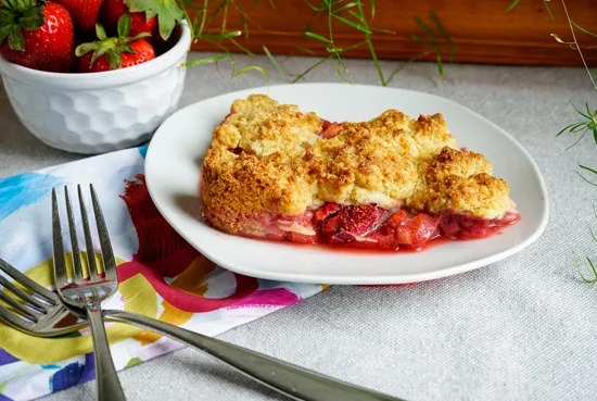 Cobbler Dessert with Rhubarb and Strawberry