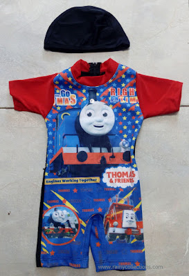 baju renang bayi karakter thomas and friends yang lucu warna merah