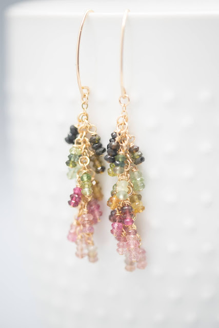 A rainbow cascade for the ears with lovely waterfall tourmaline earrings. Image credit Raw Amor.