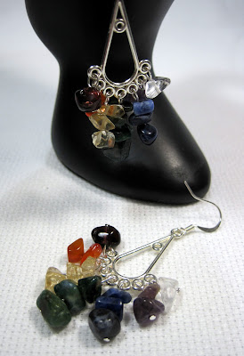 Rainbow Stone Chip Earrings