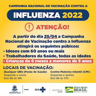 Crianças de 6 meses a 5 anos de idade podem se imunizar contra a Influenza a partir 25