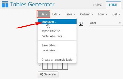 Cara menggunakan Tables Generator