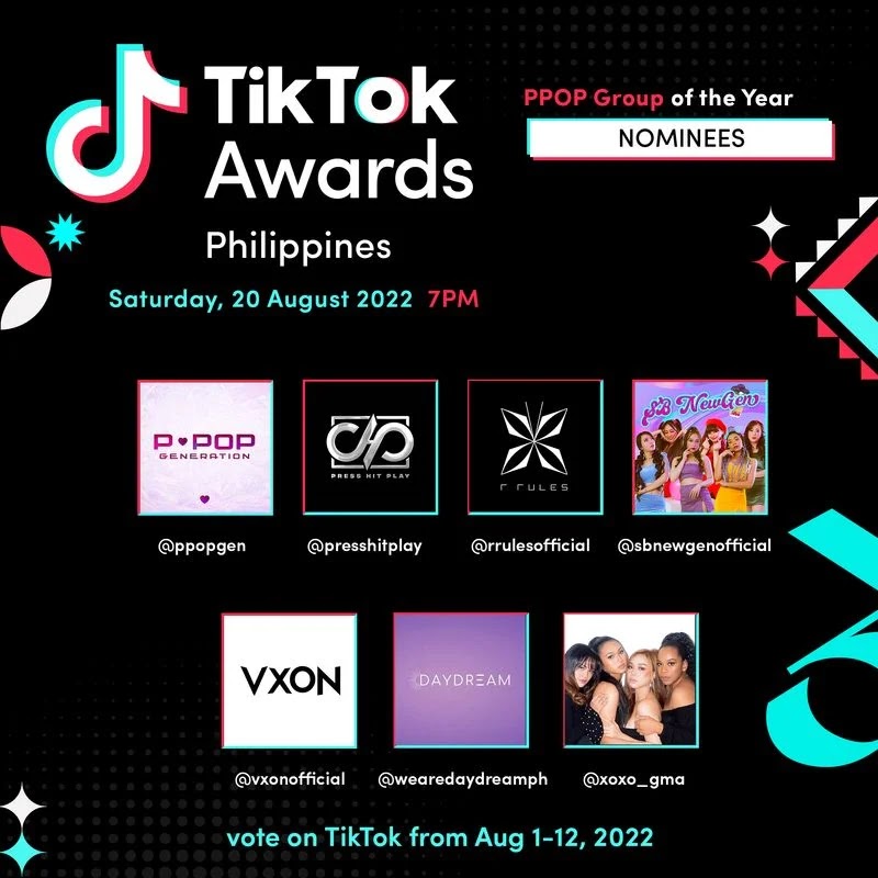 TikTok Awards PPOP Group of the Year batch 2 nominees