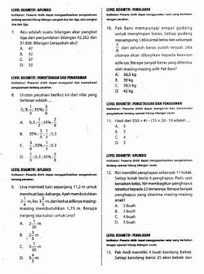 Contoh 2 Kisi-Kisi Soal Matematika Kelas 6 SD / MI Ujian Nasional Semester Genap Terbaru