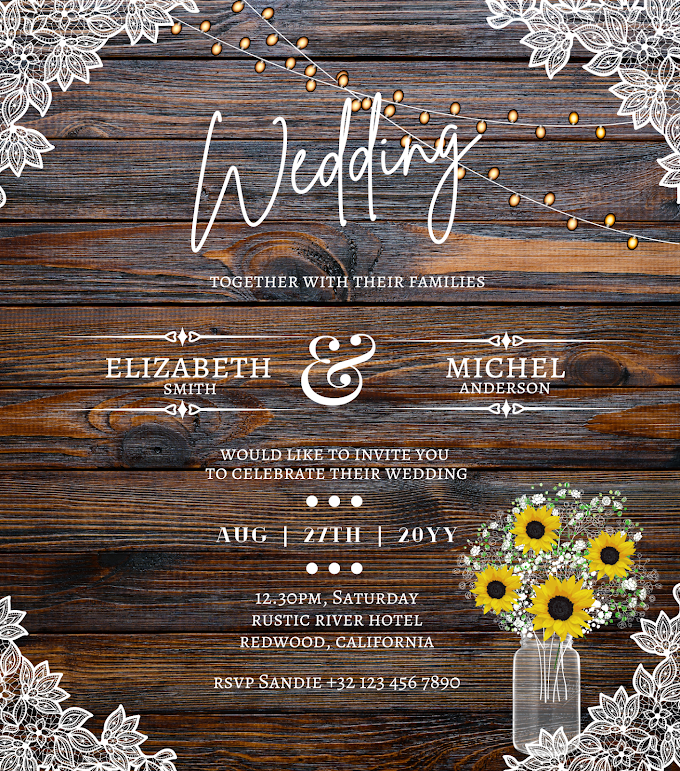 FREE Custom Wedding Invitation Download - Rustic Sunflowers