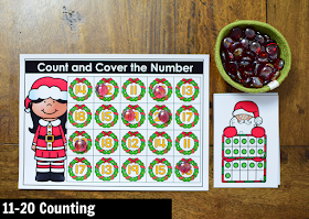 Kindergarten Math Center for December: 11-20 Counting