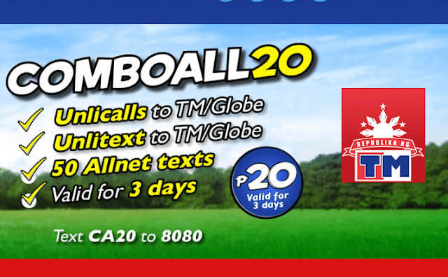 TM COMBO ALL 20 : Unli Call and Text for 3 Days Plus 50 Other Network