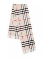 Burberry The Classic Cashmere Scarf in Check, White