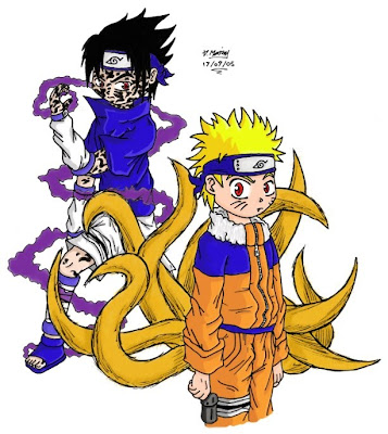 Naruto chibi and Sasuke Image