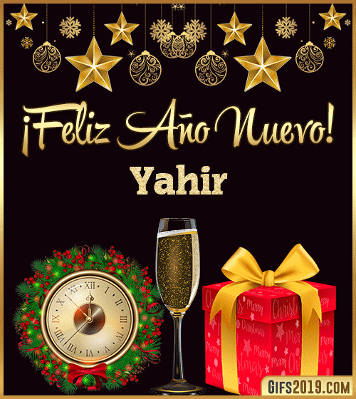 Gif de feliz año nuevo con nombre yahir