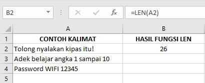 Rumus Fungsi “LEN” pada Microsoft Excel dan Contohnya