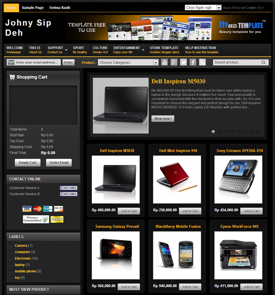 Johny Sip Deh Shop Template Blogspot