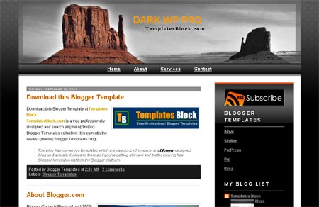 Blogger Template - Dark WP Pro