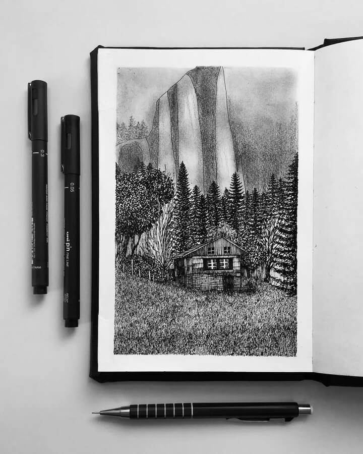 06-House-in-nature-Ink-Drawings-Shahin-www-designstack-co