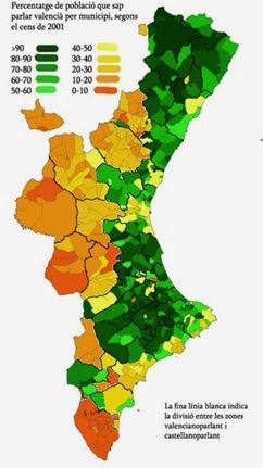 mapa lingüistica del País Valencian