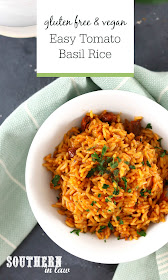 Easy One Pot Tomato Basil Rice Recipe - gluten free, vegan, low fat, clean eating, dairy free, egg free