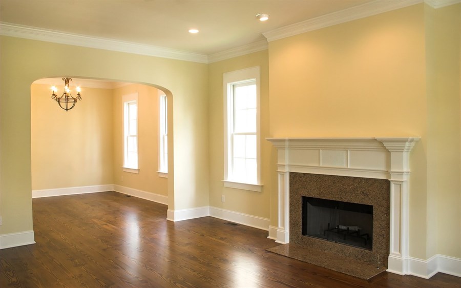 Interior with light yellow walls and white ceiling