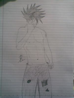 This pencil drawing is of Kakshi sensai a character from the Naruto anime 
