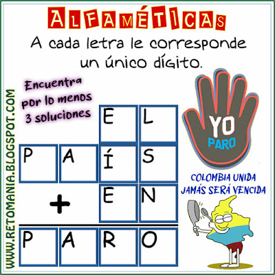 Desafíos matemáticos, Retos matemáticos, Retos mentales, Problemas matemáticos, Retos matemáticos con solución, Acertijos, Acertijos con palabras, Acertijos con solución, Alfamética, Criptoaritmética, Criptosuma, Criptograma, Juego de palabras, Suma de palabras, Alfaméticas con solución, criptoaritméticas con solución