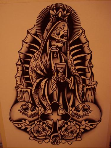 human heart designs Tattoo art: Santa Muerte tattoos: various elements which can occur in 