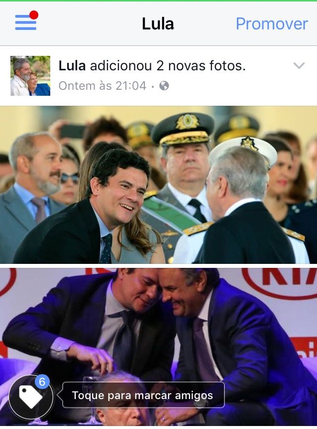 Lula manda apagar postagem com Moro, Aécio e Temer