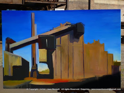 plein air oil painting of the White Bay Power Station by industrial heritage artist Jane Bennett