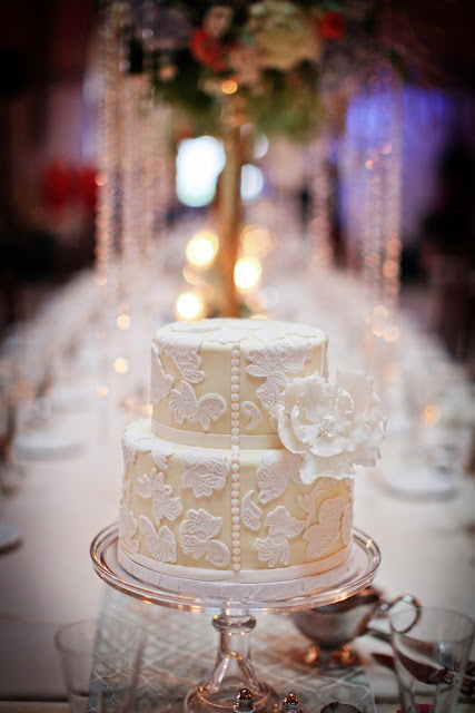 Vintage Lace Wedding Cake by Cocoa & Fig