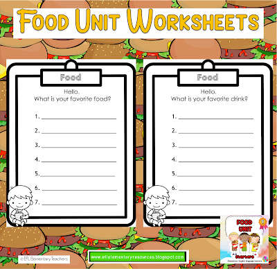 questionnaire worksheets food unit