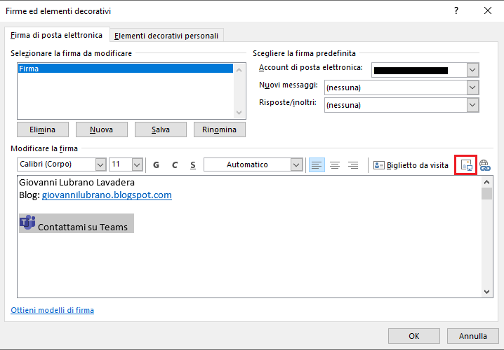 Outlook, Inserisci immagine