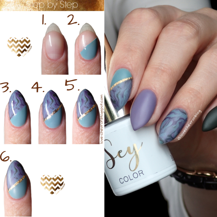 Sey by Cosmetics Zone |  Cosmetics Zone | s087 Blueberry Shake | 036 Atlantic Seal | 217 Blueberry Jam | 234 Ocean Khaki | stone effect nails | tutorial | paznokcie hybrydowe krok po kroku | step by step nails | marble nails | marble nails step by step | hybrid nails | 