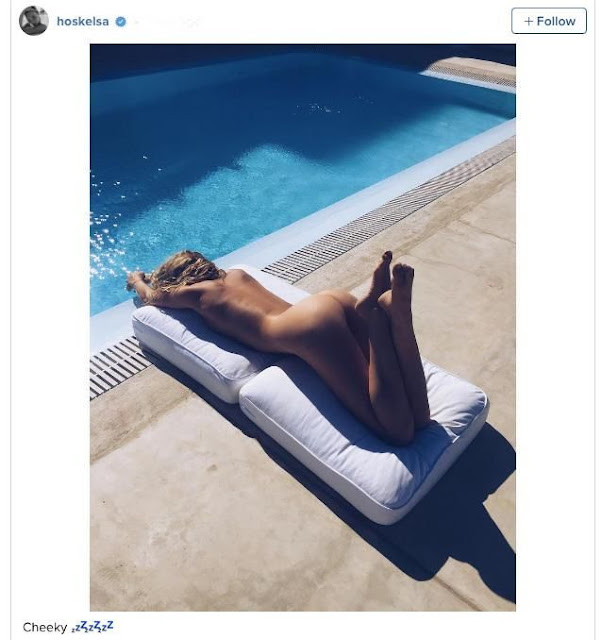 Elsa Hosk couldn't resist getting a little cheeky while poolside.