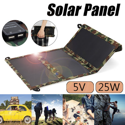 Camouflage 25W Solar Charger Portable Foldable Solar Panel Solar Powered Battery Charger with Dual USB Ports 