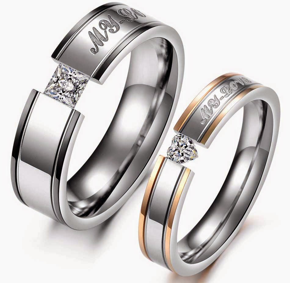 Matching Wedding Rings Sets Square  Heart Diamond Two Tone pictures ...