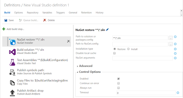 vsts build visual studio default step