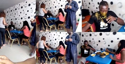 BEEHIVE GIST: Wife catches her cheating husband with another lady, slaps and pours hot soup on him – WATCH VIDEO