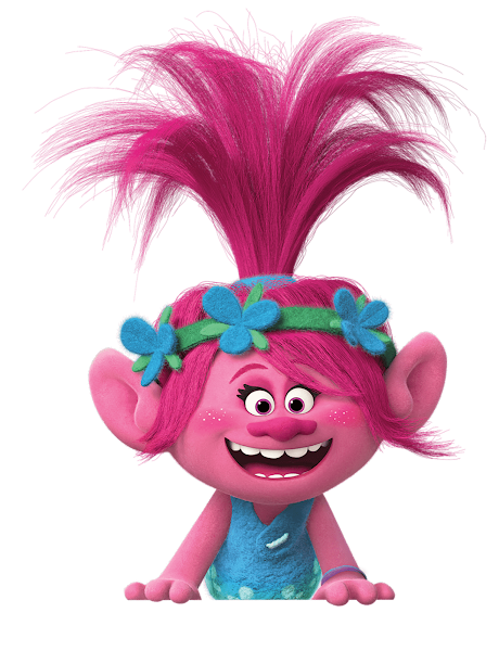 clipart de Poppy  de medio cuerpo sonriendo de trolls en png sin fondo