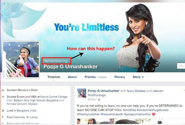  As a marketing strategy to popularize new film actress Pooja Umashanker reported dead on FB