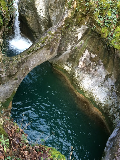 natural stone bridge and waterfall in Brda, Slovenia