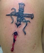 3D Cross Design Tattoo