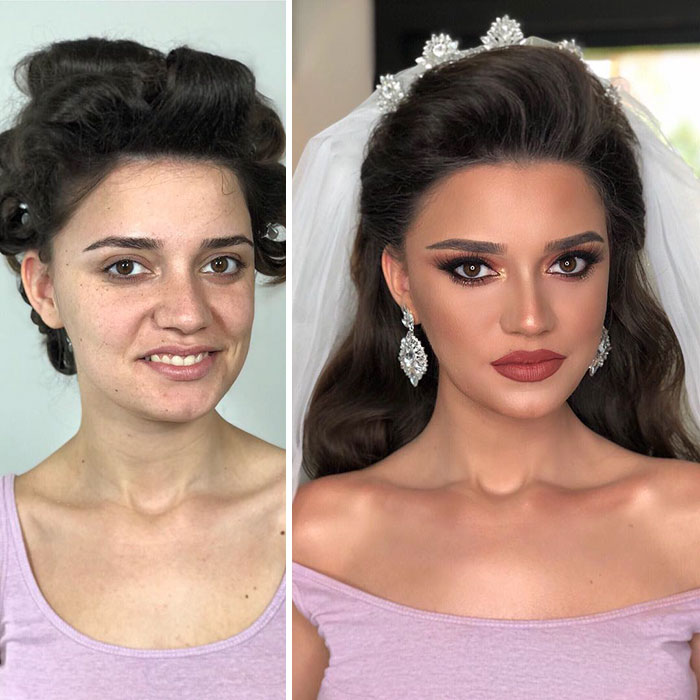 11 Pictures Captured Before And After Brides Got Their Wedding Makeup