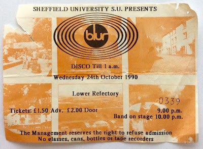 blur sheffield gig 1990, blur 1990s, blur tickets gig, old blur tickets, britpop tickets 1990, blur 1991 throwback