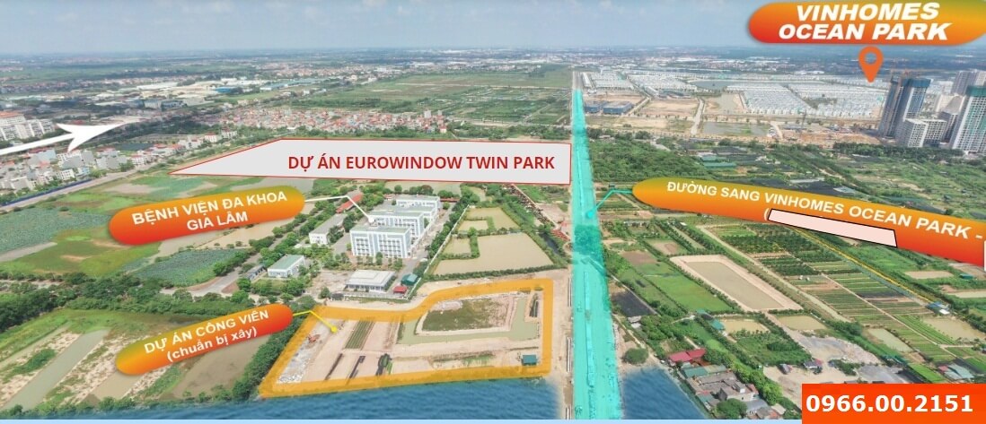 Eurowindow Twin Parks Gia Lâm nhìn từ trên cao.