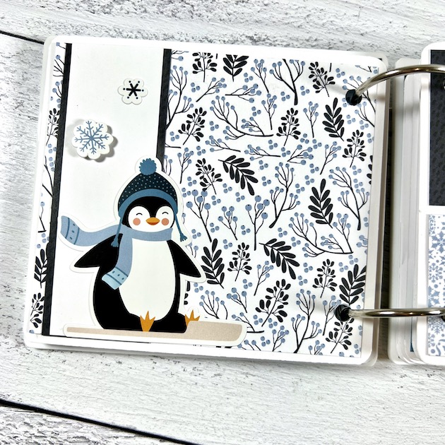 Winter Scrapbook Album page with penguin