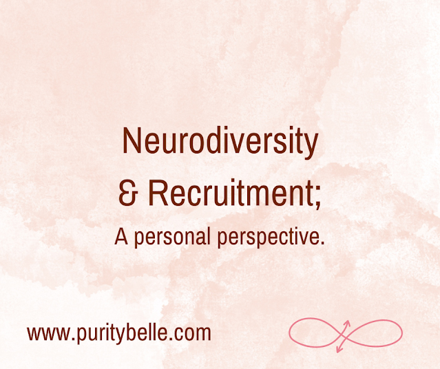 Pale pink square saying neurodiversity and recruitment