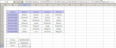 matriz en Excel