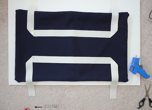 DIY no-sew Greek Key ribbon pillows made with glue! Such an easy & affordable way to add character to your decor!